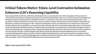 Critical Tokens Matter: Token-Level Contrastive Estimation Enhances LLM's Reasoning Capability
