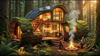 Most Satisfying Tree Trunk House Build | Nature ASMR