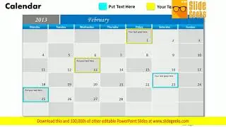 February 2013 Calendar Powerpoint Slides Ppt Templates