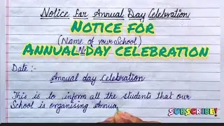 write a notice on Annual day Celebration in English || Notice on Annual school function