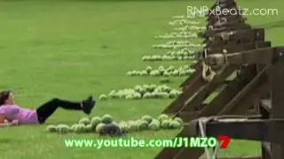Watermelon Slingshot Fail - The Amazing Race - Women Gets Headshot!