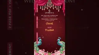 Wedding invitation card of hindu jain family in English language with minimalistic theme design 3787