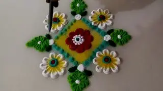 @sarojnishad810 🏵️ Attractive 2 New festival rangoli design.🌿 Easy and beautiful flowers rangoli.🌺