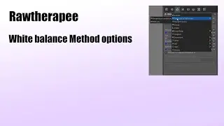 Rawtherapee White Balance Options