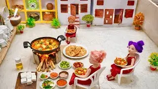 Miniature Matar Paneer Recipe with Paratha | Doll Kitchen & Doll House | Miniature Village Cooking