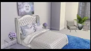 Blue & White Luxury Bedroom | Speed Build Virtual Tour | Sims 4 + CC LINKS