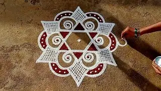 Aani madham 3dots starflowerkolam/easy rangoli/rangoli/dailyrangoli/muggulu/gokulramya creatives