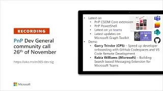 Microsoft 365 PnP &ndash; General Microsoft 365 Developer SIG community call &ndash; 26th of November, 2020