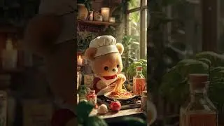 🐻🍝 Cute Bear Eats Spaghetti #BabyBear #BearShorts #KidsShorts #CuteAnimals #BearLovers #Spaghetti