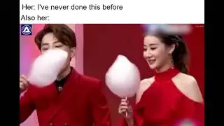 Eating cotton candy super fast challenge  on TV