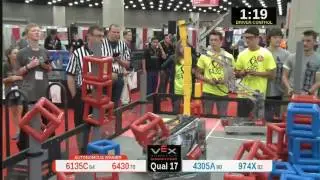 2015 VRC Tech Q17 - 6135C 6430 vs 4305A 974X - 74 to 40 - VEX Worlds 2015 - Technology Division