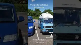 Photoshoot in a car park with cool vans and people