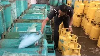 Longgok kelapa sawit sorok tong gas