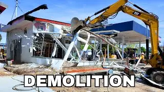 The Satisfying Demolition of an Old Gas Station
