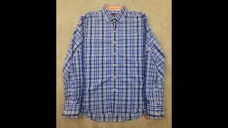 ROBERT GRAHAM Men's Button Up Shirt Extra Large Long Sleeve Blue & White Plaid 0347