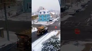Sanding truck stops at stop sign setting a good example no #violation #snow #emergency