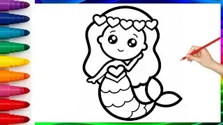 How to Draw a Cute Mermaid | Easy Drawing & Coloring for Kids #drawing #howtodraw #video 