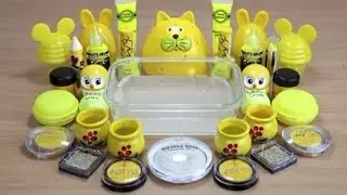 YELLOW 🌻🤔SLIME Mixing🌻 makeup and glitter into Clear Slime🌻 Satisfying🤔 Slime Videos city 🤔🤔