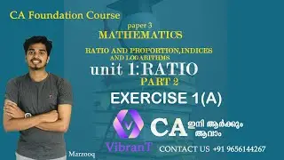CA Foundation | Business Mathematics | Ratio | Exercise 1A | MALAYALAM ICAI Study Material Solutions