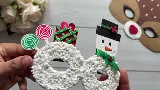 Долговечная забавная маска для глаз в виде снеговика ⛄️ с точными размерами из бумаги на Рождество.