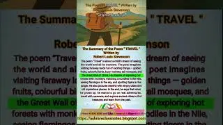 &ldquo;Travel&rdquo; Poem by Robert Louis Stevenson, #summary #englishpoem #englishpoetry #fbise #nbff