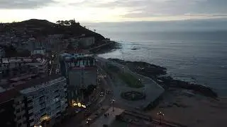 [4K] Night video Flying over Bayona (Baiona)  Galicia Spain DJI mini 2