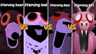 99 Nights in the Forest - STARVING DEER VS OWL VS STARVING RAM VS STARVING BAT | Jumpscare - Roblox