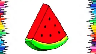 🍉 TitleCute Watermelon Coloring Page for Kids | Easy Summer Fruit Drawing and Coloring Activity