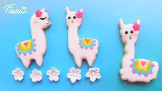 How to decorate LLAMA COOKIES with Royal Icing - Cute LAMA COOKIES  | Fawaii 💜