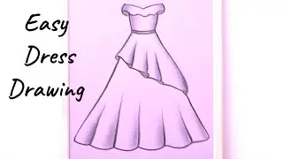 How to draw a Beautiful Gown | Stylish Girl dress drawing easy Sketch | Beautiful Drawings Beginners