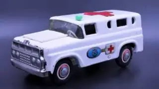Marusan Bulldog Toy Ambulance, Vintage Japan Tin Toy Car from the 1950s