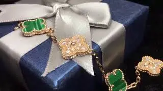 @jewelrydiscount.cn Vintage Alhambra bracelet 5 motifs Diamond Malachite