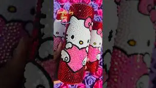 Bedazzled Kitty Angel Bottle #bling #diy #cricutmade #rhinestones #coffee #kawaii #cute #pink #love