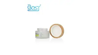 Frosted Glass Cosmetic Jar with Bamboo Lid from Shanghai BEST packaging