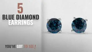 10 Best Blue Diamond Earrings [2018]: 1/2cttw Blue Diamond Round Stud Earrings 14k in White Gold