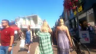 Shopping street Hoofdstraat Noordwijk by the sea in the Netherlands