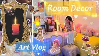 Room Decor and Red Candle Acrylic Painting #artvlog #acrylicpainting #roomdecor