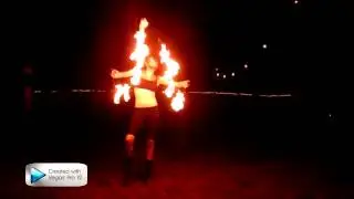 Fire spinning at Markoffs Haunted Forest.