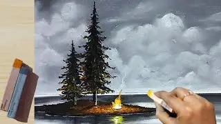 Soft Pastel Drawing - How to Draw Bonfire + Blending technique (step by step) Black & White painting