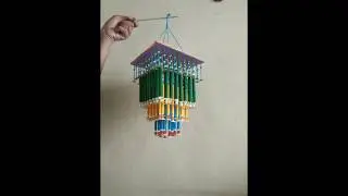 How to make Jhumar at Home/DIY WindChime🤩 #jhumarmaking #woolencraft #jhumar #windchime #DIY #shorts