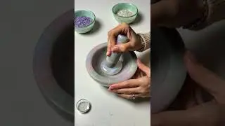 【4K】【ASMR】Softly Crushing a Moonstone in a Pastel Stone Mortar
