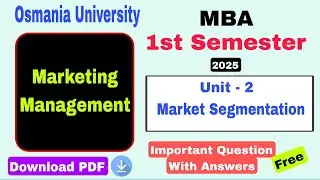 Marketing Management #mba questions Unit-2 | Mba 1st Sem  #importantquestions   #ou  @FinalFocusYt