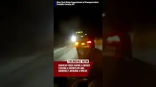 Dashcam shows driver passing snowplow and narrowly avoiding crash