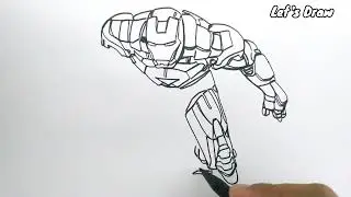 РИСОВАНИЕ ОДНОЙ ЛИНИЕЙ! Как нарисовать Железного Человека одной линией.