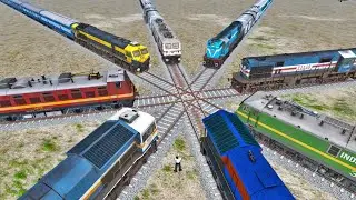 Seven Trains on Forked Railroad :- Cross Each Other at Diamond Crossing :-: Train Simulator