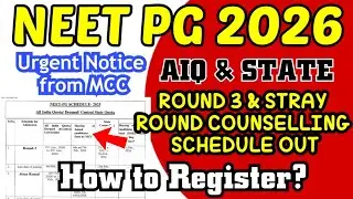 Breaking AIQ & State Round 3 & Stray Round Counselling Schedule Out #neetpgtamil #mcccounselling