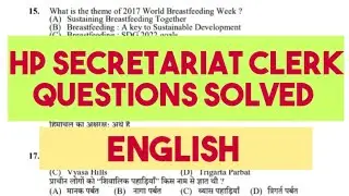 HPSSC CLERK SECRETARIAT | ENGLISH QUESTIONS | HPSSC CLERK SECRETARIAT PREVIOUS YEAR QUESTION PAPER