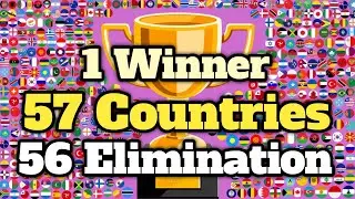 57 Countries & 56 Elimination Marble Race Tournament in Algodoo - World Marble Race