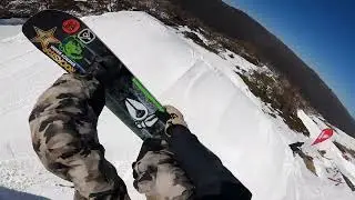 POV: SNOWBOARDING MASSIVE PRIVATE JUMP IN THE WIND!