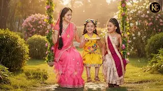 बारिश में झूला झूलते बाल कान्हा, राधा और मैया || YMKN || यशोमती मैय्या के नंदलाला